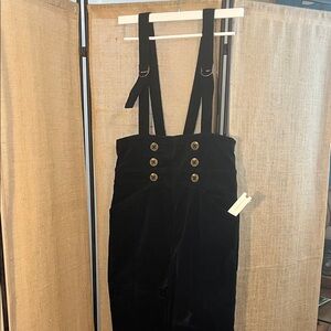 Anthropologie Black Velvet Jumpsuit